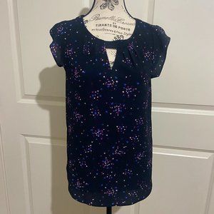 joe fresh navy blue blouse with cutouts